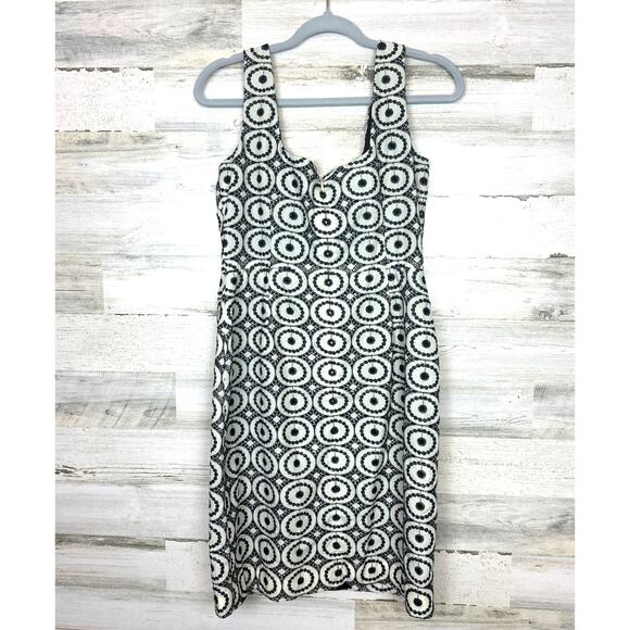 Shani Women’s 6 Black White Sleeveless Embroidered A-Line Midi Boho Shift Dress - Picture 2 of 5